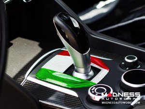 Alfa Romeo Giulia Shift Gate Trim Panel - Carbon Fiber - Pre '20 - Italian Theme 